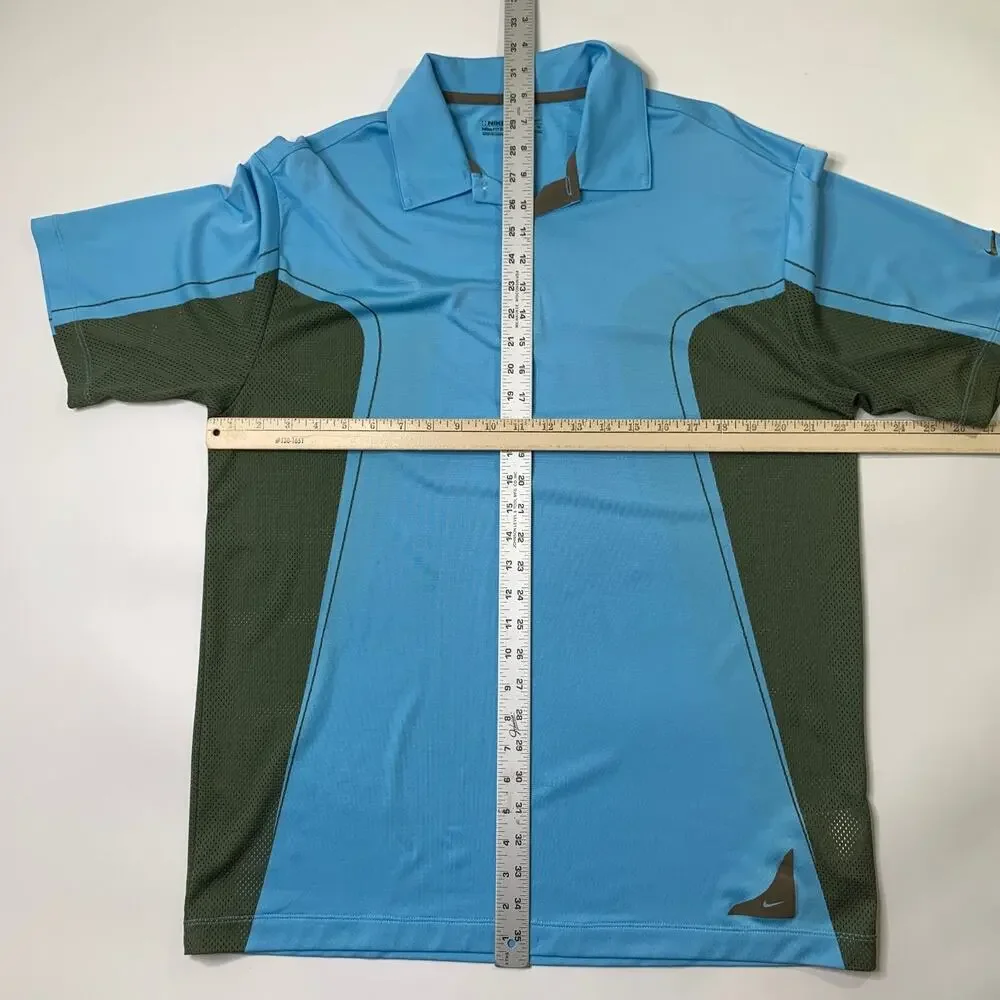 Vintage Nike Golf Shirt Men Large Water Blue Fit Dry Performance Polo Colorblock